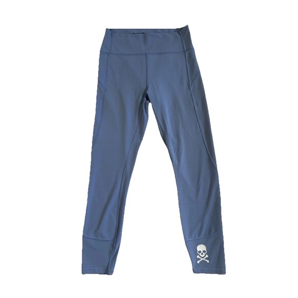Lululemon Pants - Lululemon Women's In Movement Tight Leggings Blue Size 8 Soul Cycle Skull